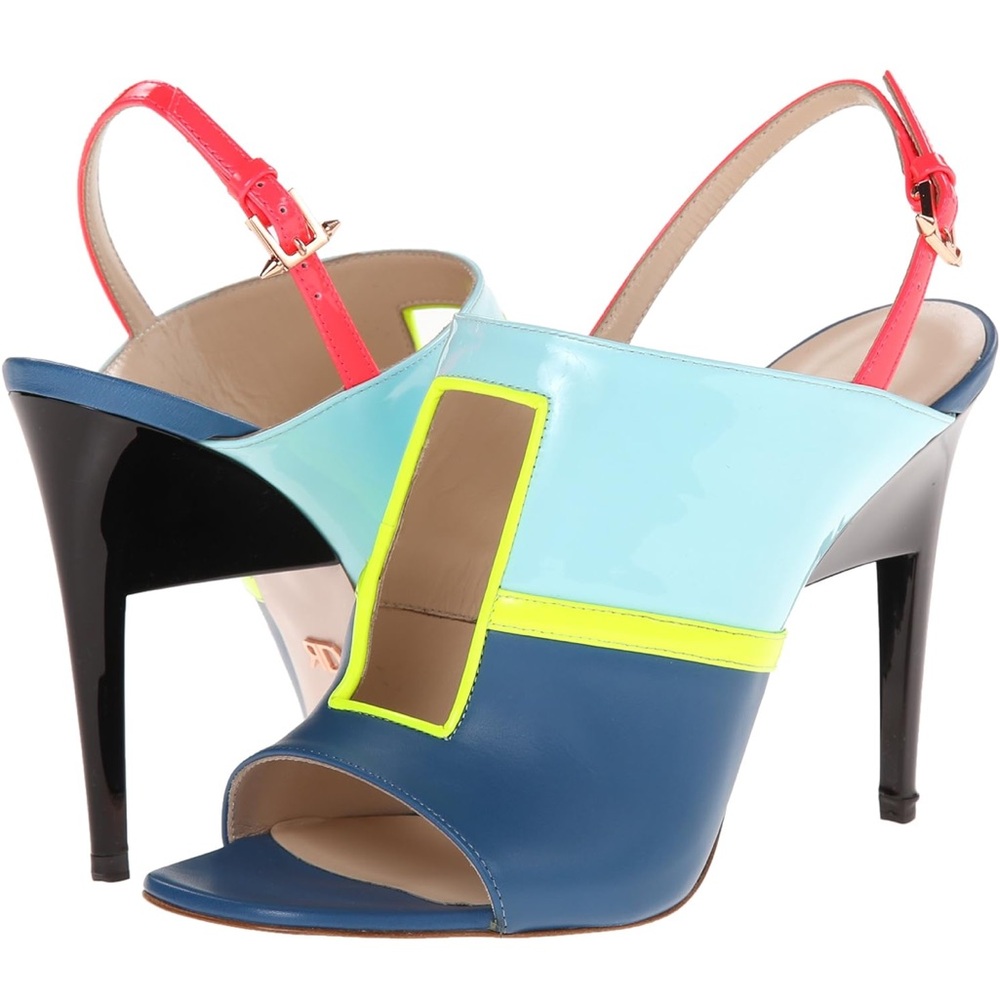 Ruthie Davis Caribbean Mule Ocean Multi Size 39 NIB